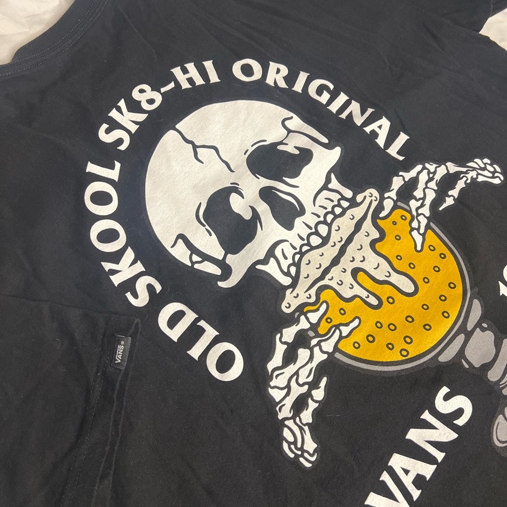 Vans Black Tee with Skull and Beer Graphic